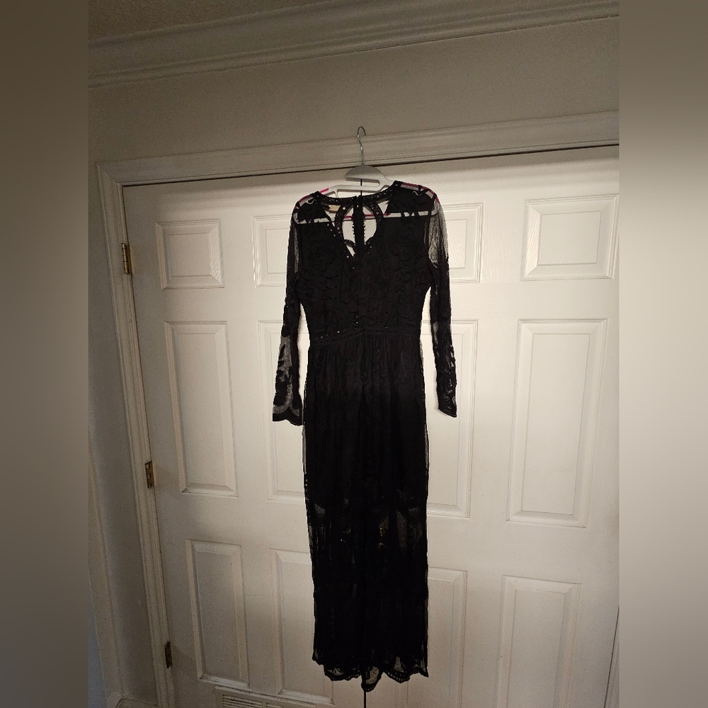 Altar'd State Black Long Sleeve Lace Dress